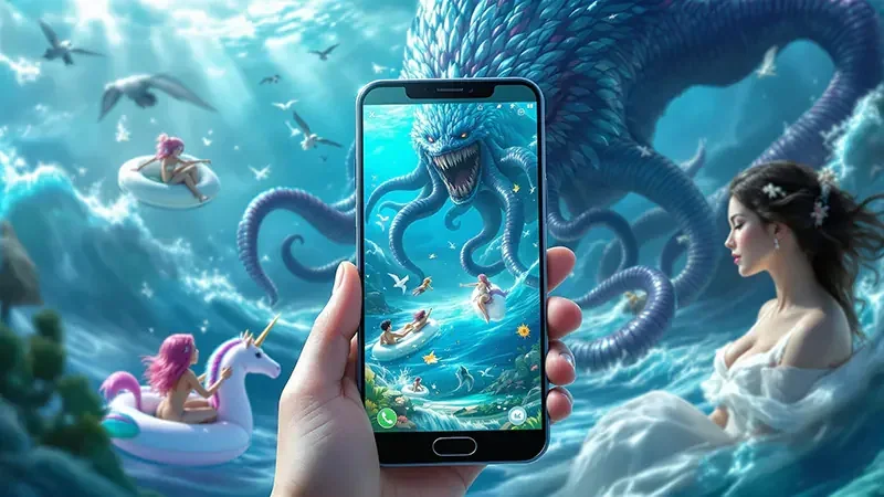 Layar permainan tembak ikan bawah laut di SR996